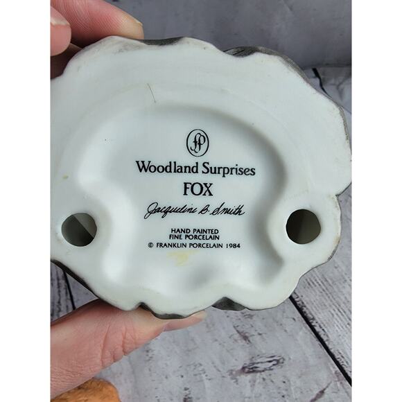 Woodland Surprises FOX Jacqueline Smith Vtg Hand Painted Franklin Porcelain 1984 - Picture 8 of 10